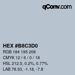 Color code: HEX #B8C3D0 | qconv.com