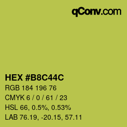 Color code: HEX #B8C44C | qconv.com