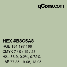 颜色代码: HEX #B8C5A8 | qconv.com