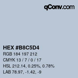 カラーコード: HEX #B8C5D4 | qconv.com