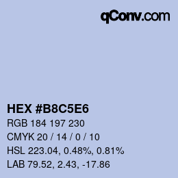 颜色代码: HEX #B8C5E6 | qconv.com