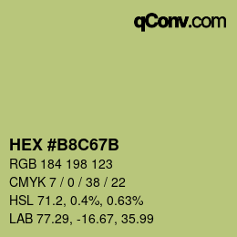Color code: HEX #B8C67B | qconv.com