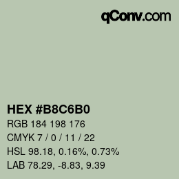 カラーコード: HEX #B8C6B0 | qconv.com