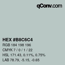 Código de color: HEX #B8C6C4 | qconv.com