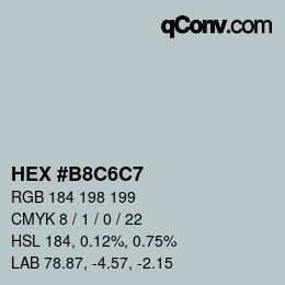 Farbcode: HEX #B8C6C7 | qconv.com