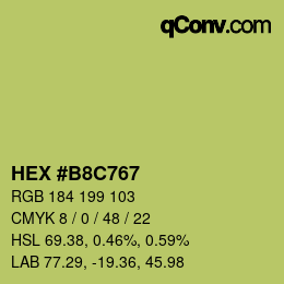 颜色代码: HEX #B8C767 | qconv.com