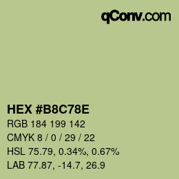 Color code: HEX #B8C78E | qconv.com