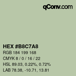 カラーコード: HEX #B8C7A8 | qconv.com