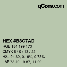 Color code: HEX #B8C7AD | qconv.com