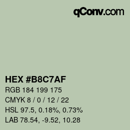 Color code: HEX #B8C7AF | qconv.com