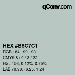 颜色代码: HEX #B8C7C1 | qconv.com