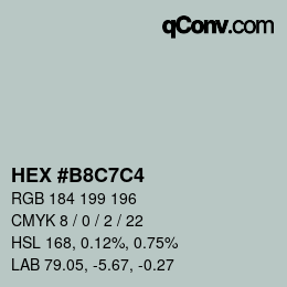 Farbcode: HEX #B8C7C4 | qconv.com