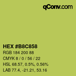 Farbcode: HEX #B8C858 | qconv.com