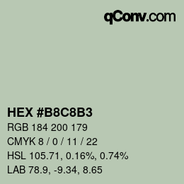 颜色代码: HEX #B8C8B3 | qconv.com