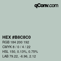 カラーコード: HEX #B8C8C0 | qconv.com