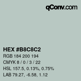 Color code: HEX #B8C8C2 | qconv.com
