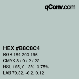 Farbcode: HEX #B8C8C4 | qconv.com