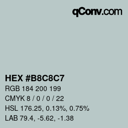 カラーコード: HEX #B8C8C7 | qconv.com