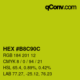 Color code: HEX #B8C90C | qconv.com