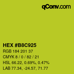 Code couleur: HEX #B8C925 | qconv.com