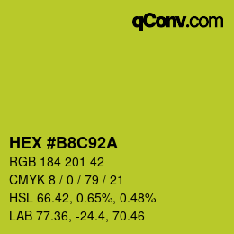 Code couleur: HEX #B8C92A | qconv.com