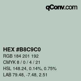 カラーコード: HEX #B8C9C0 | qconv.com