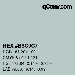 Color code: HEX #B8C9C7 | qconv.com