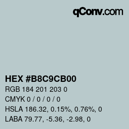 カラーコード: HEX #B8C9CB00 | qconv.com