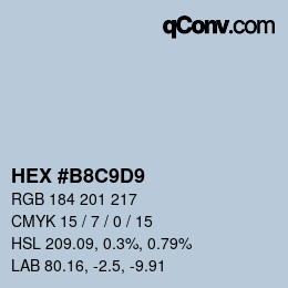 カラーコード: HEX #B8C9D9 | qconv.com