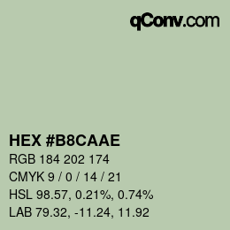 Color code: HEX #B8CAAE | qconv.com