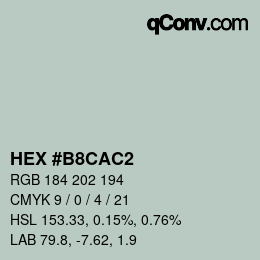 Color code: HEX #B8CAC2 | qconv.com