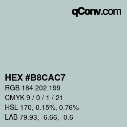 Color code: HEX #B8CAC7 | qconv.com