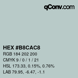 Color code: HEX #B8CAC8 | qconv.com