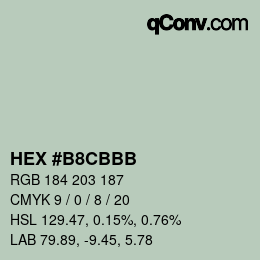 Color code: HEX #B8CBBB | qconv.com