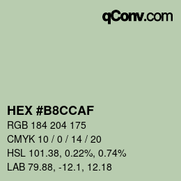 カラーコード: HEX #B8CCAF | qconv.com