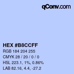 カラーコード: HEX #B8CCFF | qconv.com