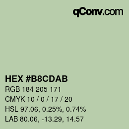 Color code: HEX #B8CDAB | qconv.com