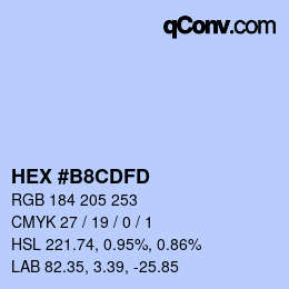 カラーコード: HEX #B8CDFD | qconv.com