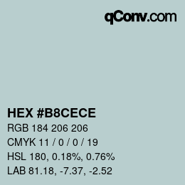 Código de color: HEX #B8CECE | qconv.com