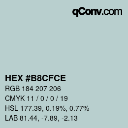 Color code: HEX #B8CFCE | qconv.com