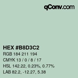 Color code: HEX #B8D3C2 | qconv.com