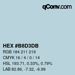 カラーコード: HEX #B8D3DB | qconv.com