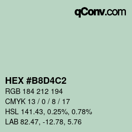 Color code: HEX #B8D4C2 | qconv.com