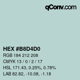 颜色代码: HEX #B8D4D0 | qconv.com