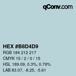 颜色代码: HEX #B8D4D9 | qconv.com