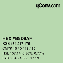 Color code: HEX #B8D9AF | qconv.com