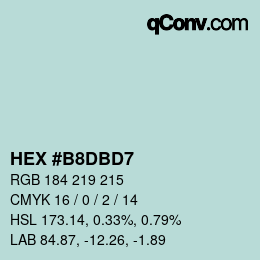 颜色代码: HEX #B8DBD7 | qconv.com