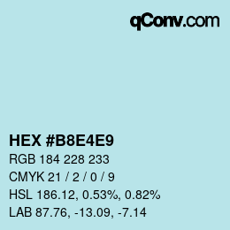 カラーコード: HEX #B8E4E9 | qconv.com