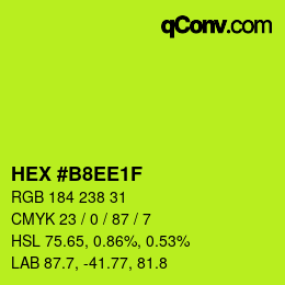 カラーコード: HEX #B8EE1F | qconv.com