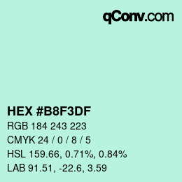 カラーコード: HEX #B8F3DF | qconv.com